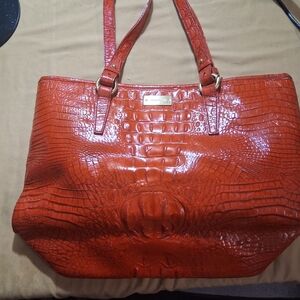 Brahmin Elegant Red Embossed Tote Bag